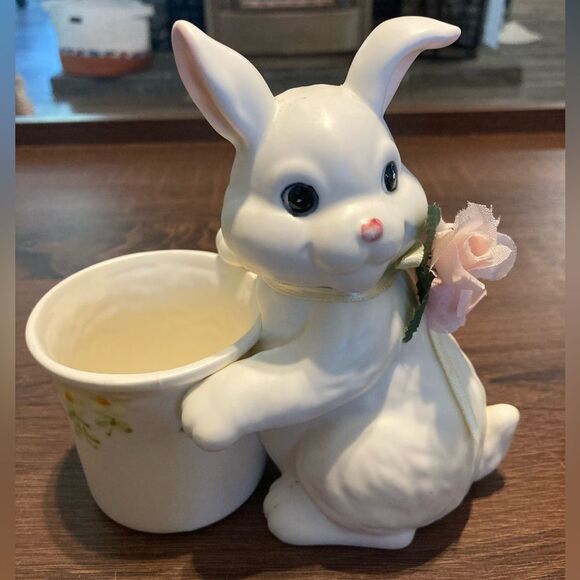 Josef Originals Vintage Bunny Candle Holder Set of 3, 5-1/2” T x 5-1/2” W Votive - Picture 2 of 7